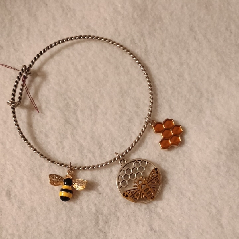 Gold and Silver Bee Charm Bracelet